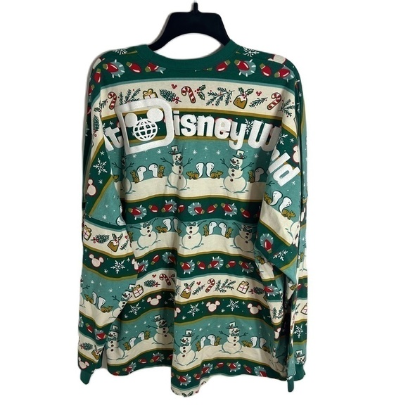 Walt Disney World Spirit Jersey Christmas NWT XL Green Snow Man Lights Squirrel - Picture 1 of 7